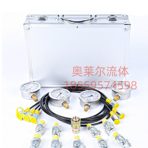 Ensemble de manomètres pour huile hydraulique, 4 manomètres, 11 connecteurs, tuyau en acier inoxydable de 1 pouce de diamètre pour les tests d'excavatrice - Product Image 1
