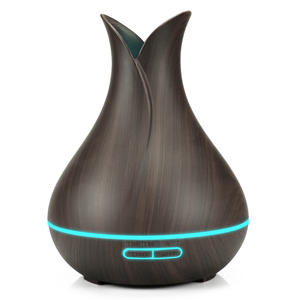 Humidificador con diseño de pétalos de madera, difusor de aroma USB de 400 ml con luz y control de niebla para uso en el hogar y la oficina - Product Image 4