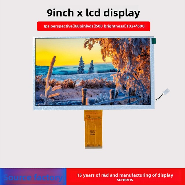 9-Inch Liquid Crystal IPS LCD Screen 1024*600 Display 60-Pin LVDS Interface LED Backlight 500 Nits Brightness -30C~80C