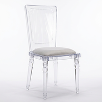 Chaise Ghost empilable en polycarbonate avec assise en velours rembourrée et structure démontable pour banquets et cafés modernes