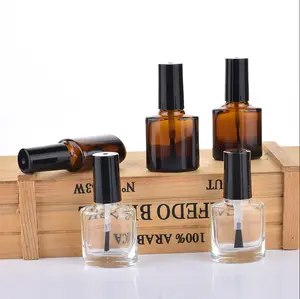 Chai Sơn Móng Tay Rỗng 7Ml Màu Hổ Phách Trong Suốt Màu Đen Mờ Chai Đánh Bóng Gel Tùy Chỉnh 15ML Có Nắp Và Bàn Chải