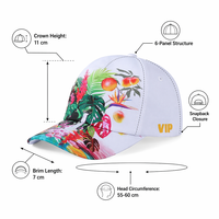 Gorras de Béisbol Personalizadas al por Mayor, Impresión Digital Premium, Diseño Floral Tropical Ajustable, para Vacaciones de Verano y Playa