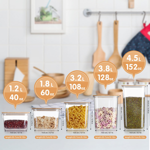 Wholesale Plastic Airtight Multifunction Kitchen Food <b>Containers</b> <b>Bamboo</b> Cover Cylinder Clear Jar Pantry Camping Large Capacity - Product Image 3