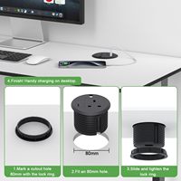 Prise de courant de table universelle 80mm avec trou de cordon Charge rapide prise de bureau ronde intelligente pour espace de travail à domicile