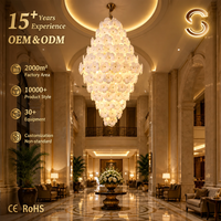 Lustre moderne personnalisé en céramique longue, réglable en hauteur, LED de luxe, télécommande, intensité variable, lampe de projet pour hall d'hôtel, villa