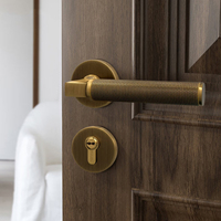 Ensemble de poignée de porte silencieuse en laiton massif, style nordique moderne, nouveau style chinois, laiton antique/brossé café, pour chambre à coucher, avec poignée moletée