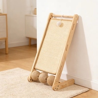 Griffoir pour chat en bois massif et sisal, multifonction, anti-chute, avec balles, certifié CE, 1 niveau, emballé en carton