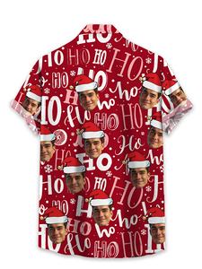 Camicia a maniche corte da <span class=keywords><strong>uomo</strong></span> personalizzata a tema natalizio, stampa personalizzata del viso - Product Image 2