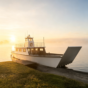 Barge de débarquement stable en aluminium de 15 m avec deux moteurs hors-bord diesel de 200 CV pour opérations de transport logistique commercial - Product Image 1