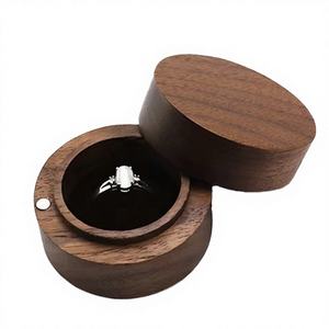 Luxury <b>Square</b> Acacia Solid <b>Wood</b> Wedding Ring Proposal <b>Box</b> with Velvet Lining for Earrings and Pendants - Product Image 4