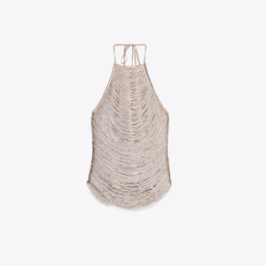 Veste courte à col à nœud en tissu métallisé en gros, bretelles réglables, style sexy de club pour femmes - Product Image 5