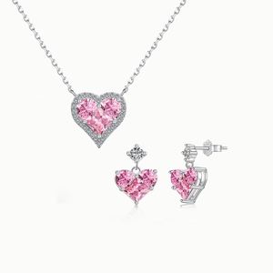 Conjunto de Collar y Pendientes de Zirconia Cúbica con Corte Corazón, Plata 925 con Baño de Rodio, Joyería Clásica para Mujer, Regalo para Fiesta - Product Image 1