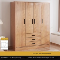 Armoire de chambre moderne et minimaliste en bois massif, double porte, tiroirs, gain de place, style panneau, pour petit appartement