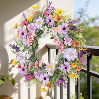 Couronne de Pâques imperméable QY pour la maison, mariage, mur, porte, décoration suspendue, couronne de fleurs artificielles en marguerites