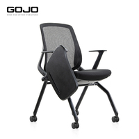 Silla de Entrenamiento de Oficina Integrada de Diseño Moderno, Silla Plegable de Tela con Tablero de Escritura para Sala de Reuniones, Escritorio de Aprendizaje