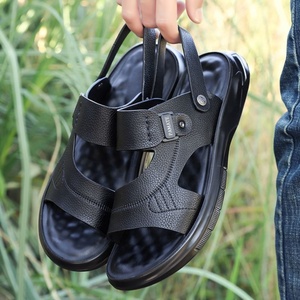 Sandales plates pour hommes, été, bout ouvert, semelle en caoutchouc, doublure en PU, chaussures décontractées à enfiler - Product Image 4