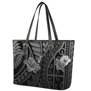 Fleurs Hibiscus avec <span class=keywords><strong>tatouage</strong></span> polynésien Style cuir cartable sacs à main femmes sacs à main en cuir dames haut poignée épaule fourre-tout - Product Image 2