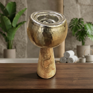 Handcrafted Wood and <b>Hammered</b> Metal Bakhoor Burner Incense <b>Holder</b> Decorative Home Fragrance Burner Tabletop Accent Gift for Home - Product Image 5