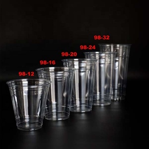 Disposable Iced Cold Drinks Coffee Tea Smoothie Cup Wholesale Plastic Cup Printing ice cream cup with lids and straws