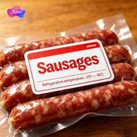 Autocollants en vinyle personnalisés, imperméables, résistants au congélateur, étiquettes imprimées CMYK pour saucisses avec formes personnalisées