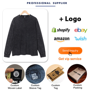 Người đàn ông của dài tay áo T-Shirt Áo Thun TEE quá khổ tùy chỉnh 100% cotton dài tay áo cổ điển axit rửa t Áo sơ mi - Product Image 4