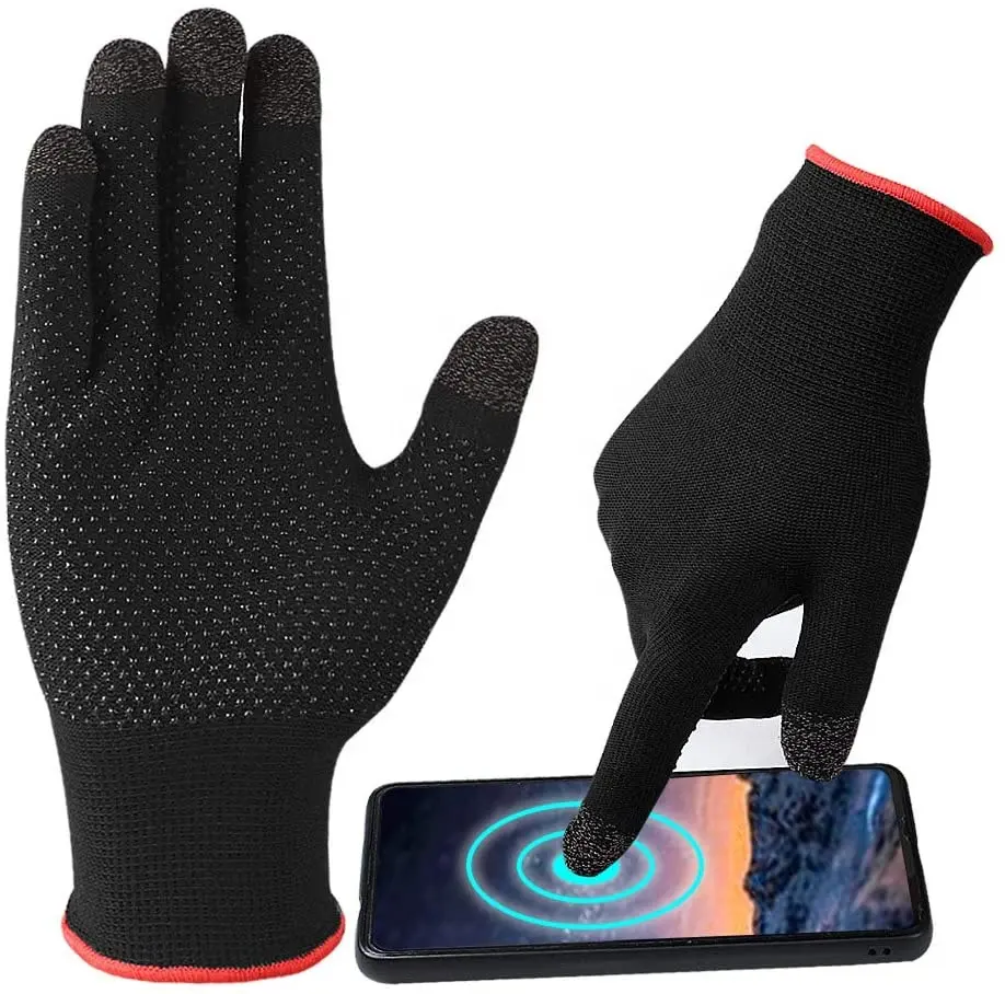 Guantes de juego antisudor transpirables para dedos táctiles, de Material de fibra Nano plateada, antideslizantes, de Palma, de alta sensibilidad