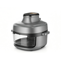 Friteuse à air numérique 6,4,3L en verre carré, contrôle tactile, panier amovible antiadhésif en PTFE, 1500W, design moderne, sans huile, saine, allemande