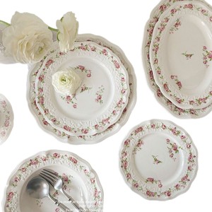 Service de table en céramique <span class=keywords><strong>bleu</strong></span> <span class=keywords><strong>et</strong></span> <span class=keywords><strong>blanc</strong></span> à motif floral de roses de luxe, peint à la main, vaisselle vintage en <span class=keywords><strong>porcelaine</strong></span> française, assiettes, bols, tasses, mariage - Product Image 5
