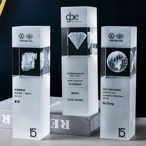 Custom Crystal <b>Trophies</b> Laser <b>Engraved</b> With Logo 3D Interior Frosted Design For Awards Business Gifts Durable Material - Product Image 4