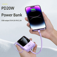 Mini banco de energía de carga rápida de fábrica 10000 mAh PowerBanks portátiles 10000 mAh 4 cables incorporados logotipo personalizado
