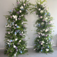 Décor d'événement de mariage Arche Arrangement floral Pampa d'automne Soie artificielle Rose Fleur Corne de roseau Arche Fleurs Toile de fond