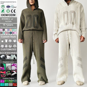 เสื้อฮู้ดดี้สตรีทแวร์ทรงบ็อกซี่ ผ้าคอตตอนริบ 360 กรัม น้ำหนักเบา ไม่มีเชือกผูก  ตกแต่งด้วยงานปัก 3 มิติ ลายฤดูหนาว  แบบซิป  ไหล่ตก  ทรงปกติ - Product Image 1