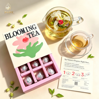 Coffret Cadeau de Boules de Thé Fleuri Artisanales Premium 9pcsx8g Thé Artistique à l'Ouverture Florale 10 Saveurs pour Cadeau de Fêtes Vente en Gros