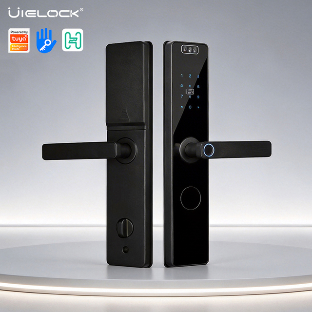 Hot-Selling D1-8 Apartment Hotel Keyless Entry 3D Face Recognition Fingerprint Card Wooden Door Smart Lock Cloud Tuya/TT App