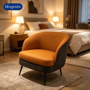 Modern <b>Light</b> Luxury Two-tone Upholstered Accent Chair Contrast Color PU Leather Single Armchair With Metal Legs For Living Room - Product Image 3