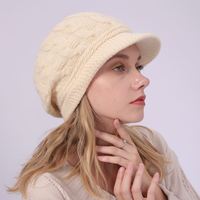 Elegante, warme, winddichte wintermuts voor dames, modieus gehaakt, gebreide beanie, herfst, puff print, fruit, strikjes, cartoon