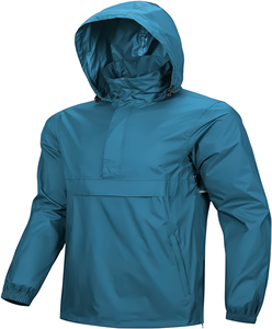 Custom Men's <strong>Coated</strong> <strong>Raincoat</strong> Full Zipper Logo Printed Hooded Windbreaker Jacket for Autumn Outdoor Winter Soft Windproof Fitness - Product Image 1