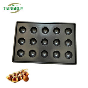 Moule à pâtisserie en acier aluminisé pour 15 demi-sphères, plateau de cuisson pour cupcakes et muffins - Product Image 1