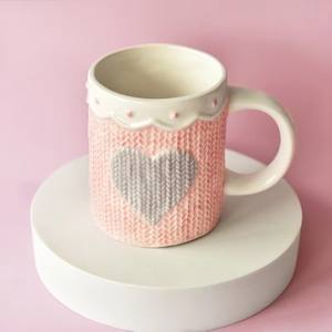 Taza de Cerámica para el Día de San Valentín, Taza de Agua en Forma de Corazón, Diseño Creativo en Relieve, Taza para el Desayuno en Casa, Taza para Parejas - Product Image 2