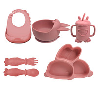 Ensemble de sevrage de bébé en silicone pour les tout-petits comprenant des ustensiles et de la vaisselle facile à manger
