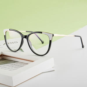 87047 Montures de lunettes œil de chat anti-lumière bleue, monture complète, verres en acétate, unisexe, style européen, charnière à ressort - Product Image 3