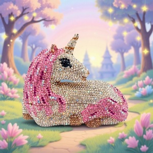 กระเป๋าคลัทช์ถือสำหรับผู้หญิง ลายม้าพาสเทลแบบใหม่ ตกแต่งกระดุม  วัสดุโพลีเอสเตอร์กันน้ำ  ทันสมัย เหมาะสำหรับงานเลี้ยงอาหารค่ำ - Product Image 1