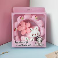 Ensemble bandeau nuage brodé cerises, bracelet décoratif lapin et pince à cheveux pour le lavage du visage, les soins de la peau, le démaquillage et l'utilisation quotidienne beauté