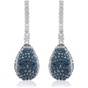 จิวเวลสปาร์คต่างหูเพชรทรงหยดน้ำ 3.20 กะรัต ทรงกลม สีขาว ประดับเพชรแบบ Pave เงินแท้ 925 เครื่องประดับงานแต่งงานสำหรับผู้หญิง - Product Image 1