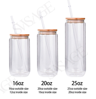 Vente en gros de gobelets en verre transparent à double paroi de 20 oz et 16 oz, écologiques, pour soda et bière, avec poignée et paille