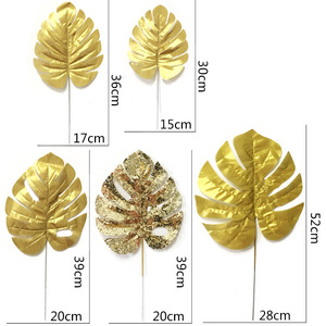 C-AML001 Foglie di Monstera Artificiali in Seta di Alta Qualità, Foglie Finte Placcate Oro per Decorazioni Matrimoniali e Domestiche - Product Image 4