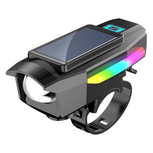 Lámpara Delantera para Bicicleta con Energía Solar, Bocina ABS, Luz Alta, Resistencia IP20, Ideal para Ciclismo de Montaña - Product Image 2