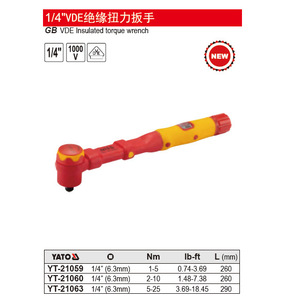 Llave Dinamométrica Yato de 1/4 Pulgadas, Aislada VDE, Métrica, con Trinquete, de Acero Aleado Industrial, con Mordaza Hexagonal - Product Image 2