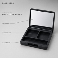 Palette de maquillage vide noire personnalisée, étui compact cosmétique avec miroir, emballage en plastique pour fards à paupières, blush et poudre, pour les marques de beauté
