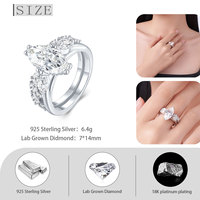 Anillo de Diamante de Diseño Personalizado de Moda, Anillo de Lujo con Corte Marquesa de Plata S925, Piedra Grande de 2.6ct, Regalo para Ella